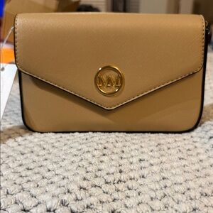 Marilyn Monroe Tan Clutch with Gold Accent